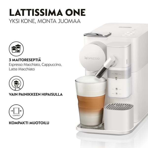 Nespresso Lattissima One Evo -kapselmaskine, hvid