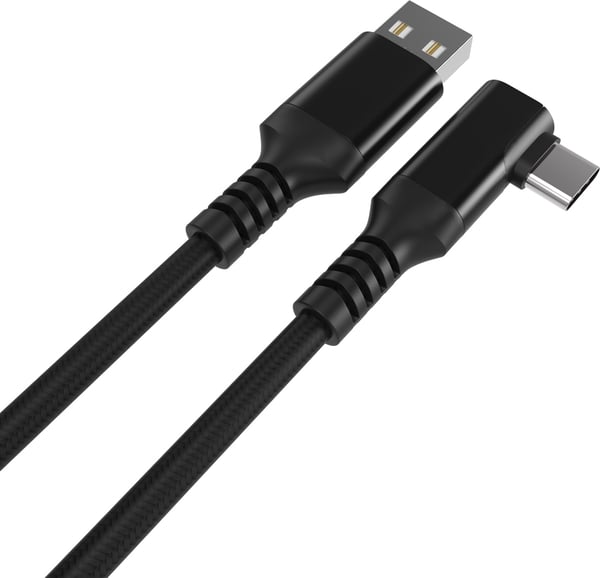 Fuj:tech USB-C 90° - USB-A kabel, 3 m, svart