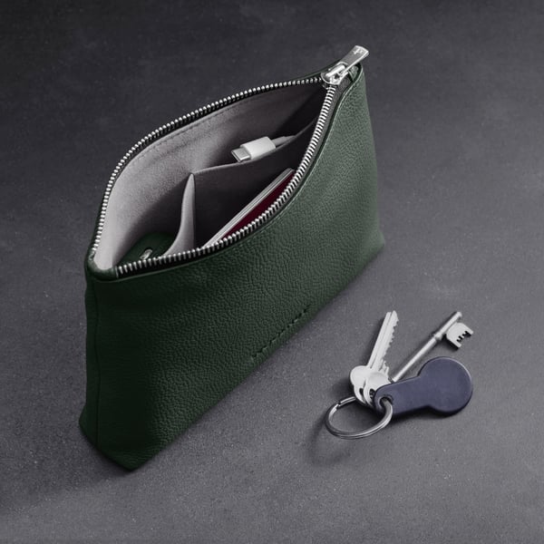 Woolnut Leather Pouch -tilbehørstaske, grøn