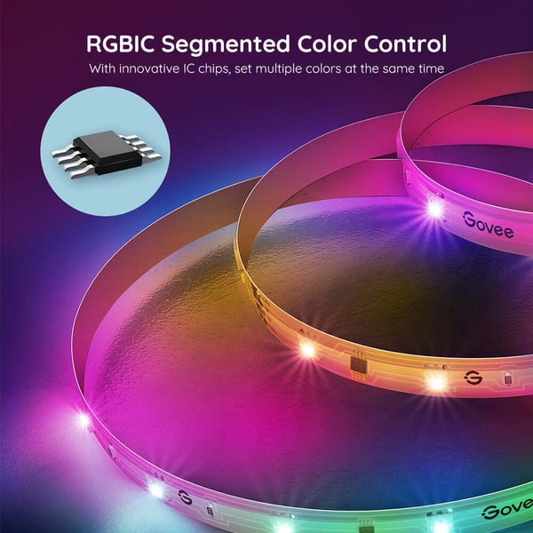 Govee RGBIC Basic LED Strip Lights -LED-ljusslinga, Wi-Fi + Bluetooth, 5 m