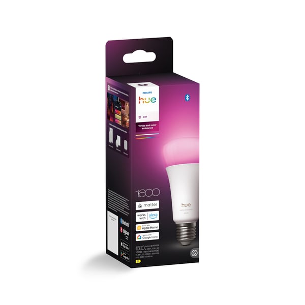 Philips Hue LED-smartlampa, Vit och färgambiance, E27, 1600 lm