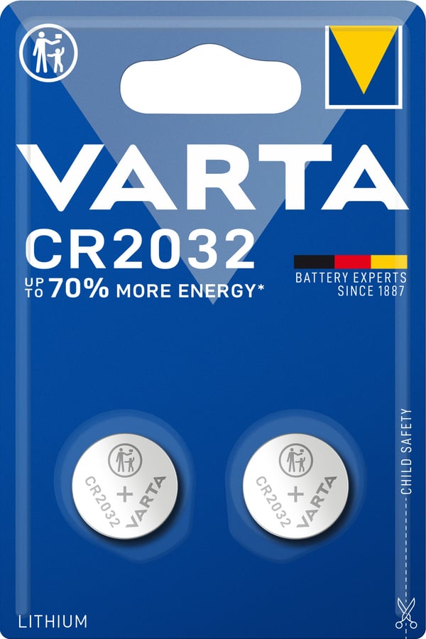 Varta CR2032 -batteri, 3 V, 2 stk, lithium