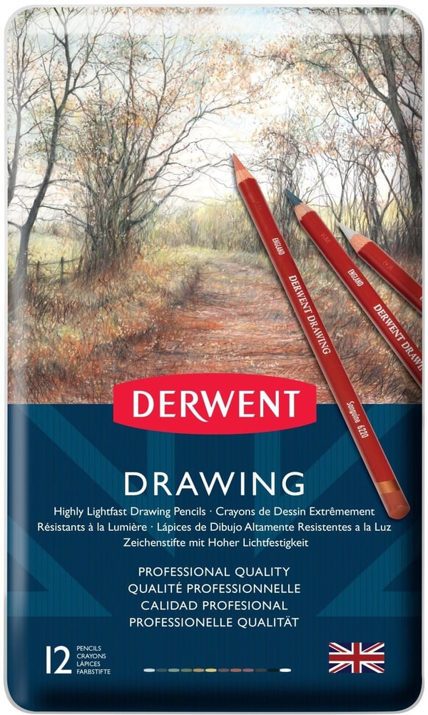 Derwent Drawing -ritpennsats, 12 pennor