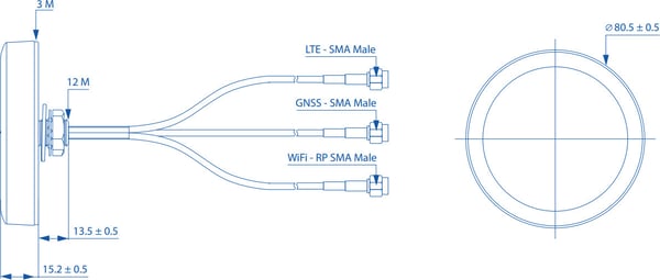 Teltonika LTE/GNSS/WiFi -combo mimo-takantenn
