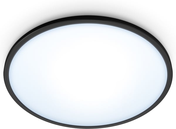 WiZ SuperSlim -takplafond, rund, sort, 16 W, justerbar hvid, Wi-Fi