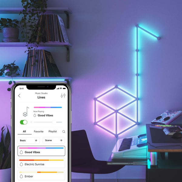 Nanoleaf Lines Starter Kit smart panelbelysning, 15 paneler