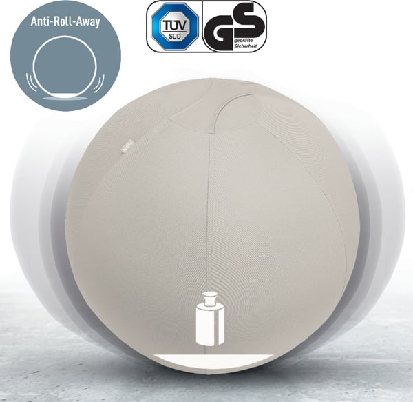 Leitz aktivbold med balancerende vægte 65cm, lysegrå