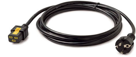 APC strömkabel jordad 230V 3m lång, låsbar, 16A, svart, schuko-IEC320 C19