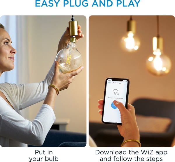 WiZ smartlampa globe, E27, klar glas, tunebar vit - vittonade nyanser av ljus, Wi-Fi, 2700-6500 K, 806 lm, 12,5cm
