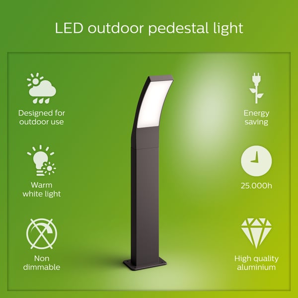 Philips Splay Pedestal -søjlebelysning, antracit, 2700K