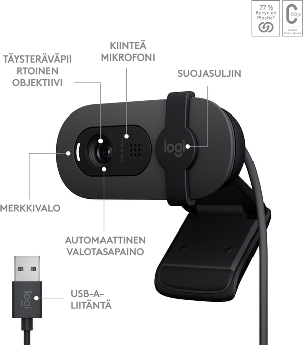 Logitech Brio 100 -webbkamera, svart