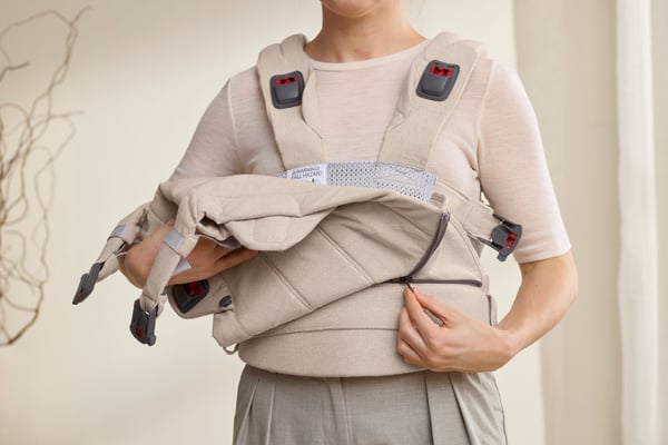 BabyBjörn Harmony Woven Mélange bärsele, ljus beige