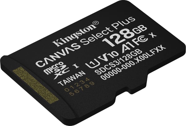 Kingston 128 GB Canvas Select Plus Gen3 UHS-I microSD minneskort