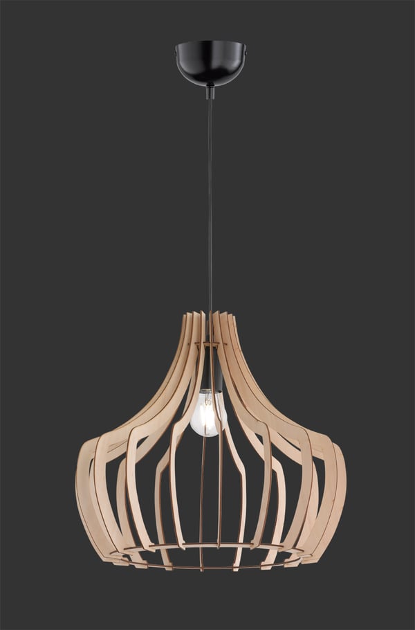 Trio Wood - hänglampa, E27, 44 cm, brun Trio Wood - hänglampa, E27, 44 cm, brun