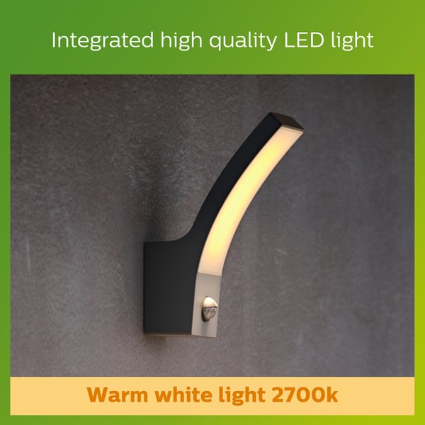 Philips Splay -vägglampa, antracit, 2700K, IR