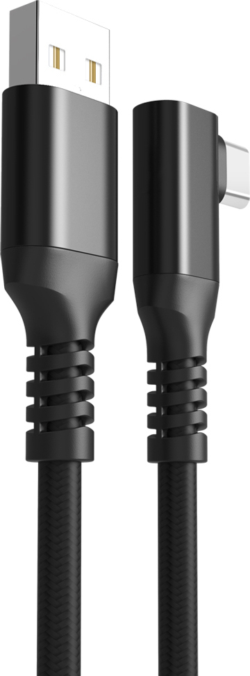 Fuj:tech USB-C 90° - USB-A kabel, 3 m, svart
