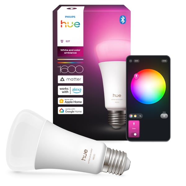 Philips Hue LED-smartlampa, Vit och färgambiance, E27, 1600 lm