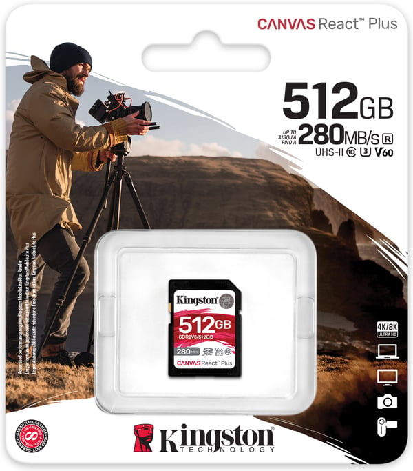 Kingston Canvas React Plus V60 512 GB UHS-II -SDXC-minneskort