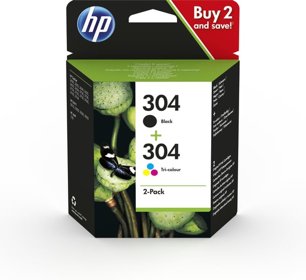 HP 304 - bläckpatronpaket, svart och trefärgad