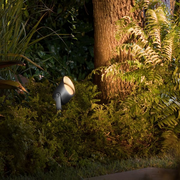 Philips Lily XL HUE Outdoor vit och färg ambiance -trädgårdsspotlight, 24 V, 24 cm, antracit, för utomhusbruk 15 W