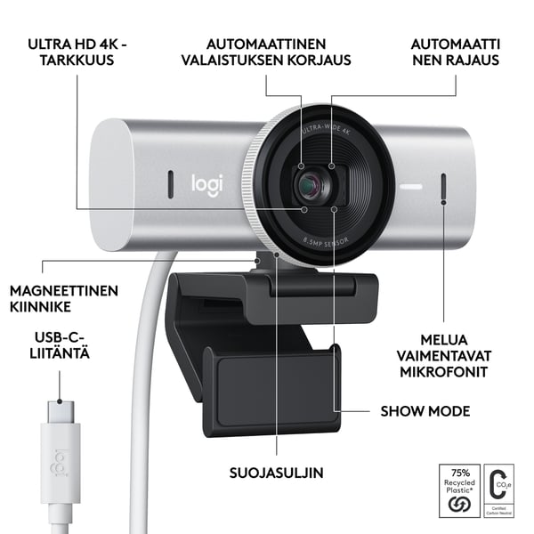Logitech MX Brio Ultra HD 4K -webbkamera, silver
