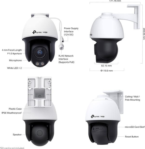 TP-Link VIGI C540S övervakningskamera för inomhus- och utomhusbruk