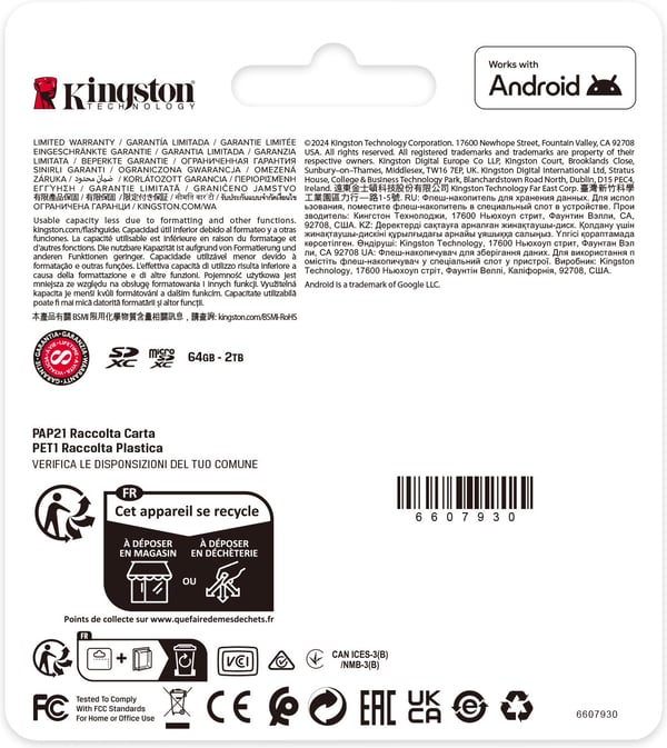Kingston 128 GB Canvas Select Plus Gen3 UHS-I microSD minneskort