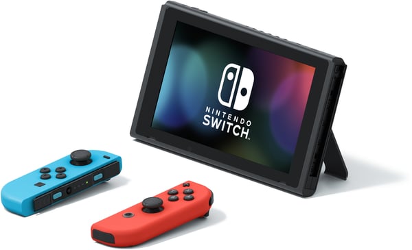 Nintendo Switch - spillekonsol, neonrød og neonblå