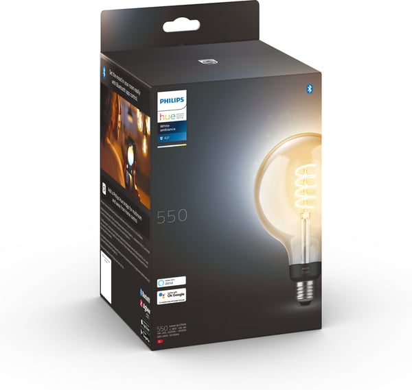 Philips Hue -filamentintelligent lampa, White ambiance Filament Globe, E27, 12,5 cm