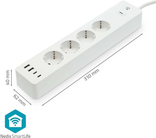 Nedis SmartLife WIFIP313FWT -smartförlängningssladd, 16 A, 3680 W