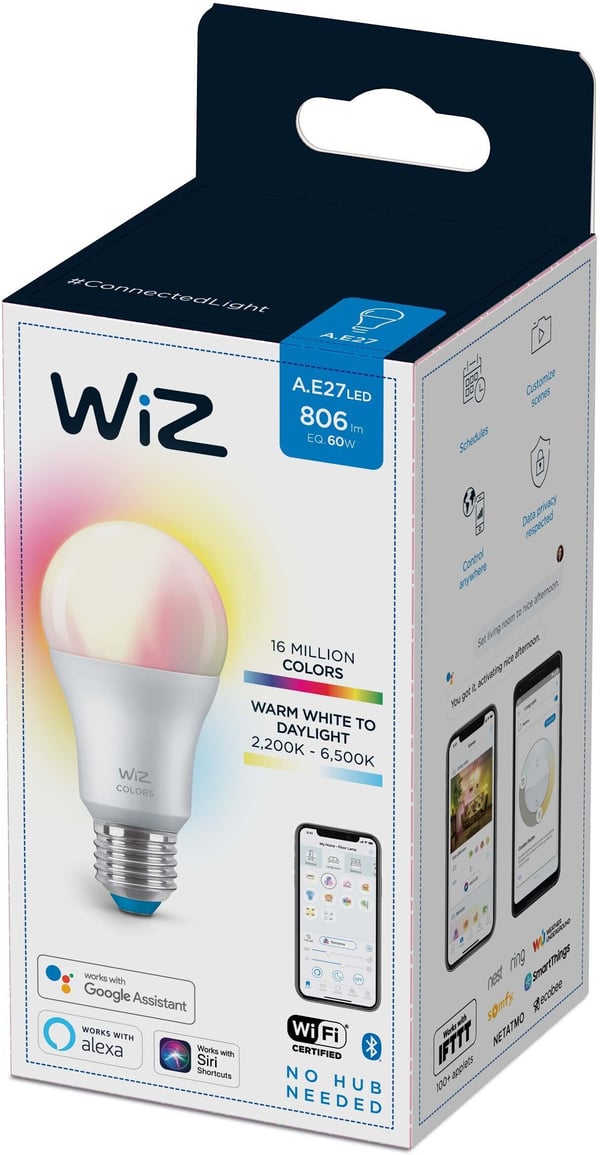 WiZ Smart LED-lampe, 806 lm, E27, RGBW