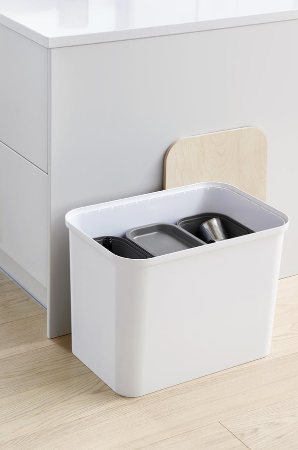 SmartStore Collect - sorteringssæt med trælåg, 76 L, hvid