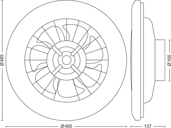 Philips Amigo Flat Fan Ceiling IR RD 20W+42W -fläktlampa, vit