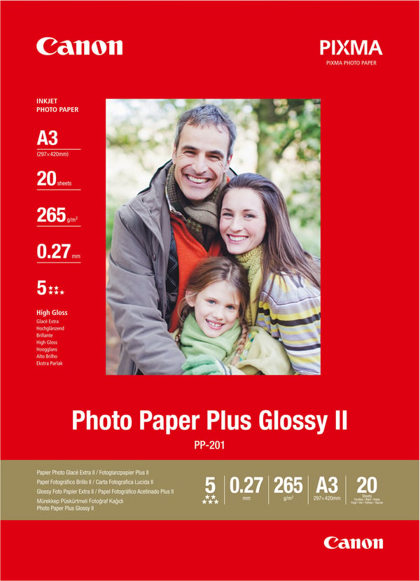 Canon PP-201 Glossy II Photo Paper Plus - fotopapper, A3, 20 ark