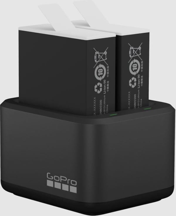 GoPro HERO12, HERO11 HERO10 & HERO9 Enduro Battery -laturi ja kaksi akkua