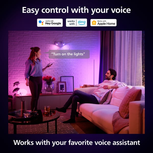 Philips Hue -LED-smartpære, BT, Hvid og farvet ambiance, GU10, 4,2 W, starterpakke