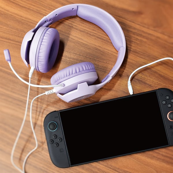 HORI Gaming Headset spelhörlurar, Switch, lavendel
