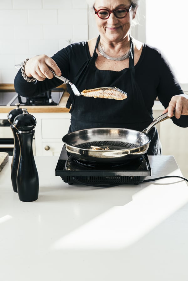 Heirol Pro Steelsafe -stegepande, rustfrit stål + non-stick belægning, 24 cm