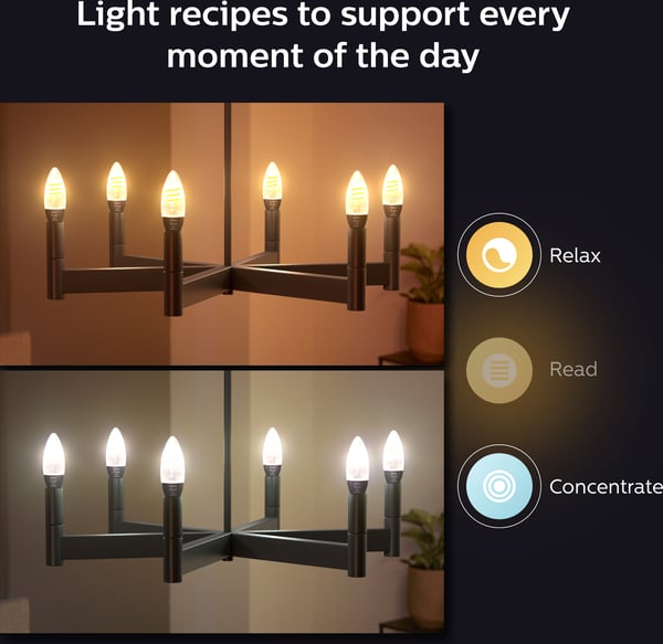 Philips Hue -filament intelligent lampa, White Ambiance Filament, E14
