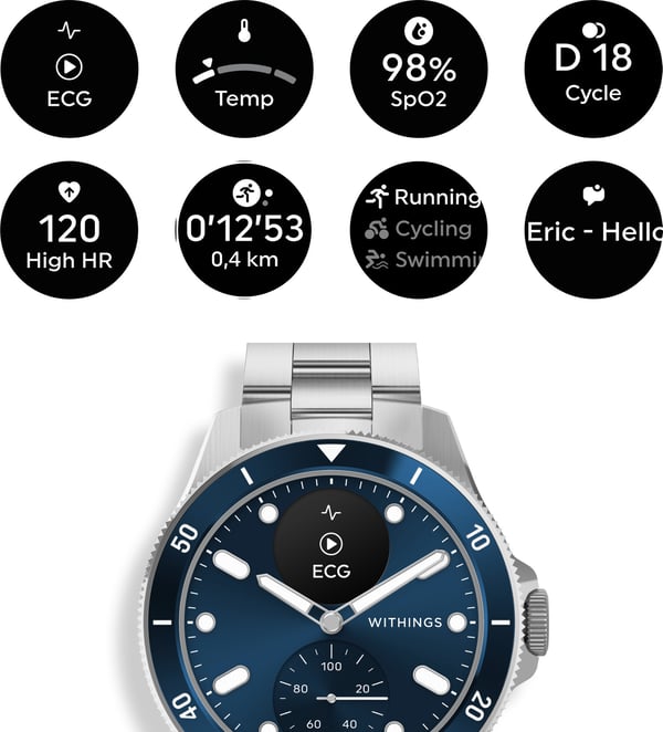 Withings Scanwatch Nova -smartwatch, 42 mm, blå