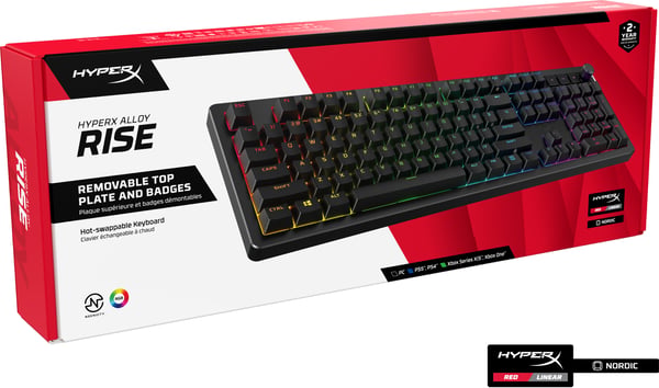 HyperX Alloy Rise-spel tangentbord, HyperX Linear-brytare, svart