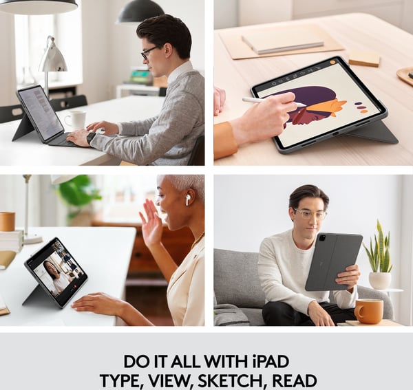 Logitech Combo Touch -tastatur/beskyttelsesskal, 12,9" iPad Pro (5. og 6. generation)