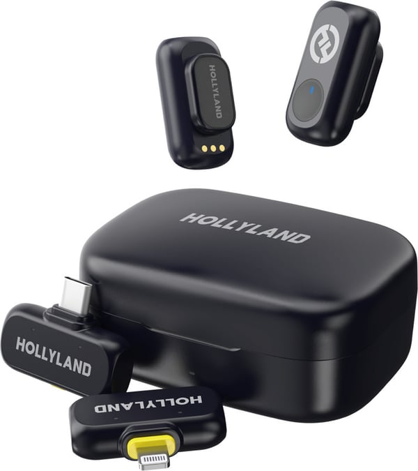 Hollyland LARK A1 Combo med USB-C RX + Lightning RX + Laddningsfodral mikrofonssystem