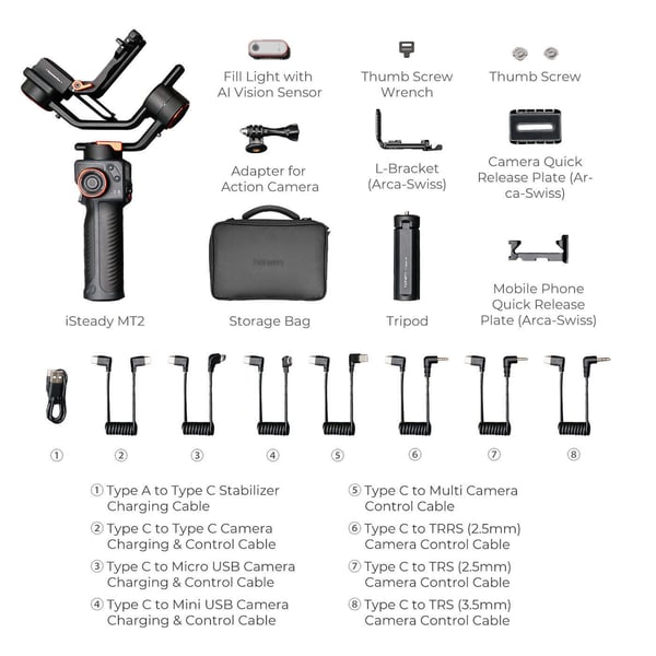HOHEM iSteady MT2 AI Kit gimbal til kamera eller smartphone