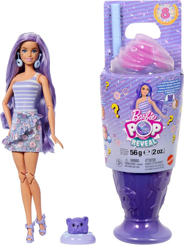 Barbie Pop Reveal Treats-serien, modedocka, lila