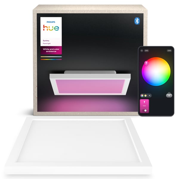 Philips Hue Surimu fullfärg taklampa 25W, 2000-6500K, 1760 lm, fyrkantig, vit S