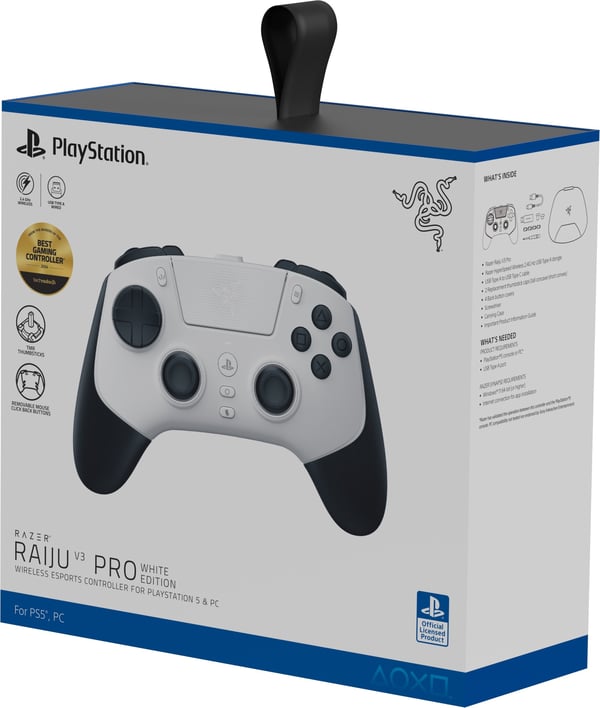 Razer Raiju V3 Pro trådlös spelkontroll PS5 och PC, vit