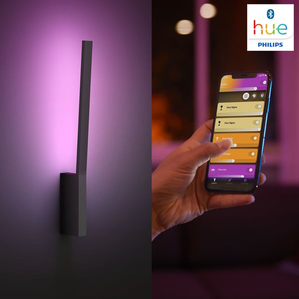 Philips Liane HUE -smartvägglampa, BT, White and color ambiance, svart, 55,8 cm