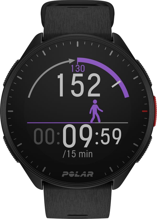 Polar Pacer -GPS-løbeur, Nat Sort