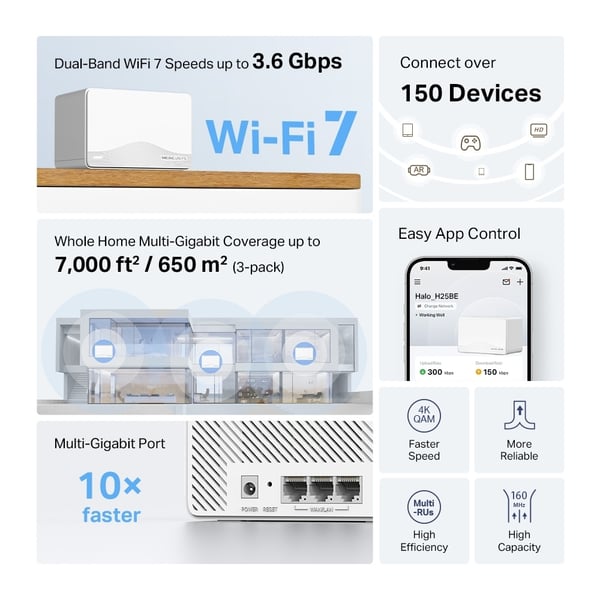 Mercusys Halo H25BE WiFi 7 mesh-system, 3-pack